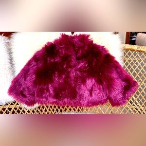 Janie & Jack Burgundy Faux Fur Coat 12-18M